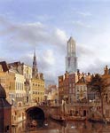 The Oudegracht with a View of the Old Town Hall and the Dom Towe