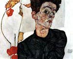 Selfportrait with lampion fruits Egon Schiele