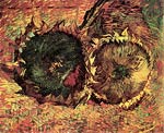 Two Cut Sunflowers Vincent Van Gogh
