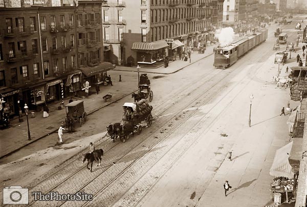 Railroad cars on 11th Ave. New York City - Click Image to Close