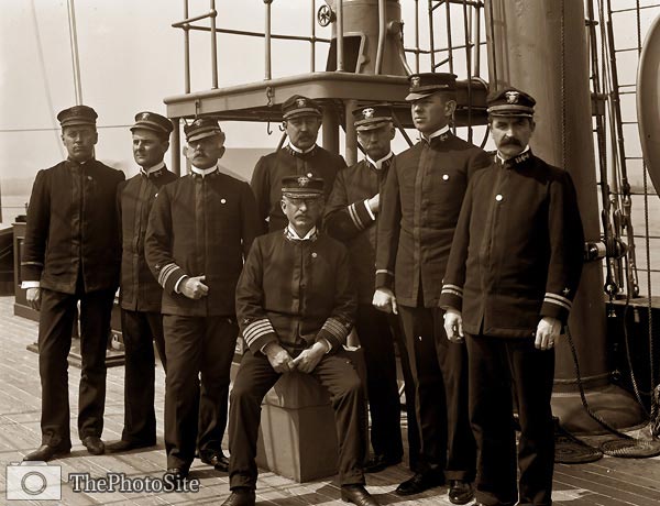 USS Raleigh Captain Joseph Bullock Coghlan, officers, 1898 - Click Image to Close