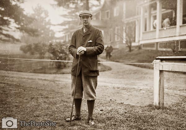Findlay S. Douglass, with golf club, Baltusrol - Click Image to Close