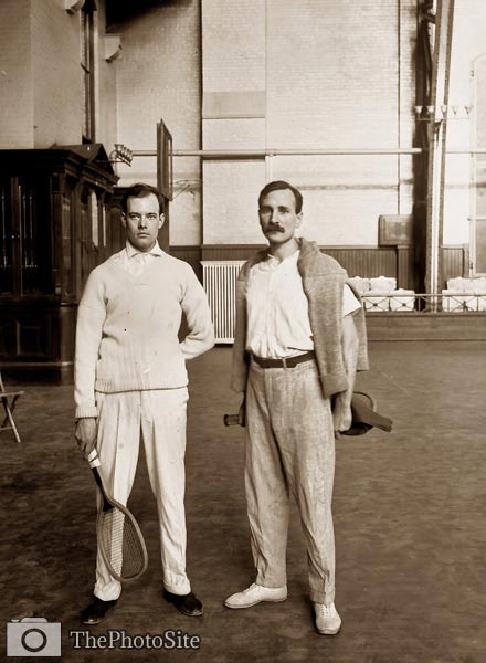 Arthur Cragin J.M Steinacher with tennis rackets. - Click Image to Close