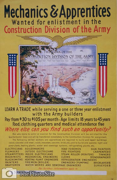 Construction Division of the Army World War One Poster - Click Image to Close