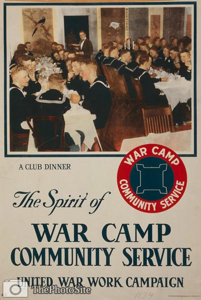 The spirit of war camp community service - sailors - WWI Poster - Click Image to Close