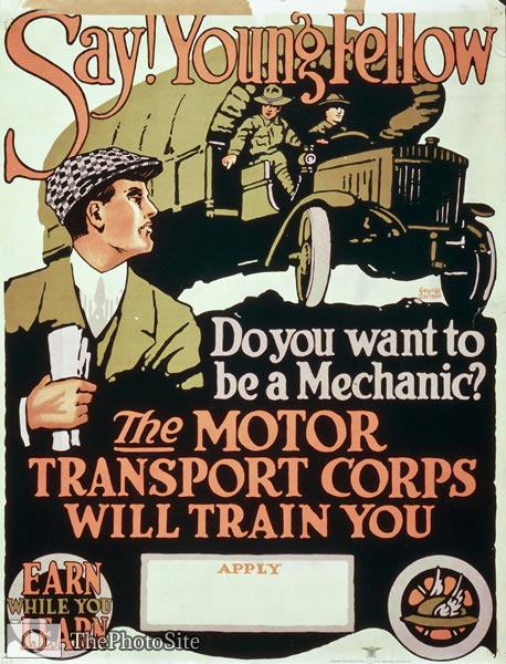 Say! Young fellow, do you want to be a mechanic? WWI Poster - Click Image to Close