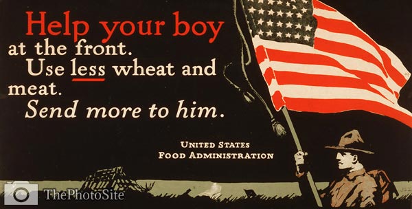 Use less wheat and meat - World War One Poster - Click Image to Close