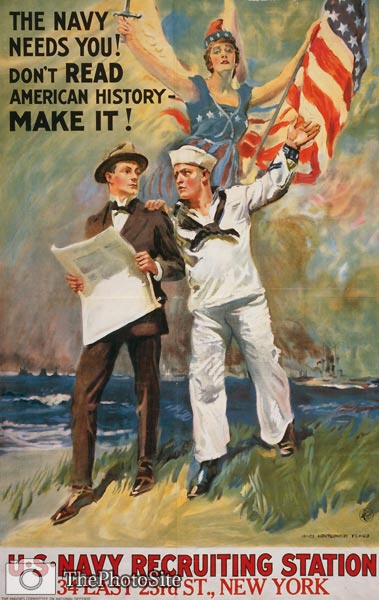 The Navy needs you - World War One Poster - Click Image to Close