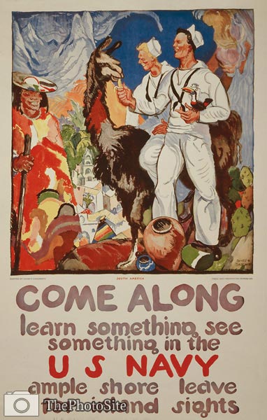Sailors in South America - World War I Navy Poster - Click Image to Close