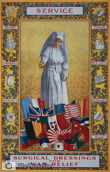 Surgical dressings for war relief wwi poster - Click Image to Close