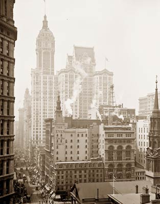 New York, down Broadway from the post office 1900s