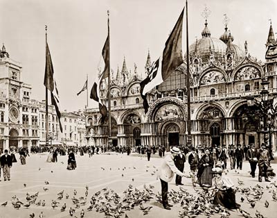 Feeding pigeons at Piazza San Marco, Venice