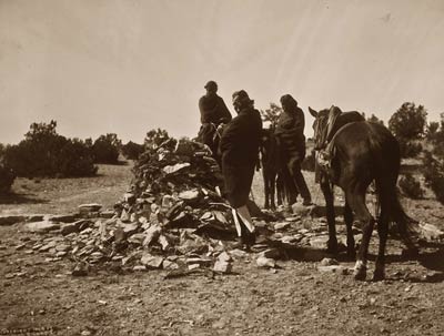 At the shrine - Navaho Indians with horses