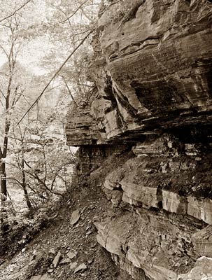 Rochester, New York rocky ledge cliff, Maplewood Park