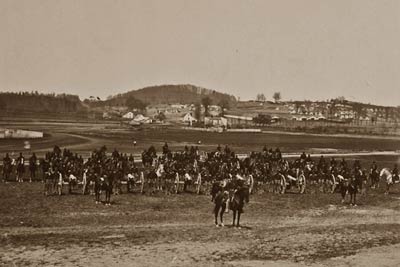 17th New York Battery Artillery Depot, soldiers, horses canons