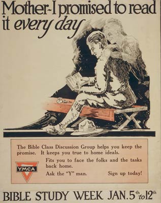 YMCA Bible study World War One, wwi poster