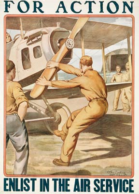 For action enlist in the Air Service World War I Poster