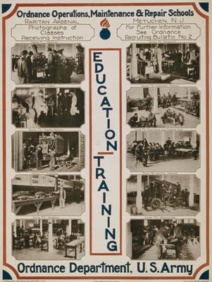 Education - training Ordnance operations US Army WWI Poster