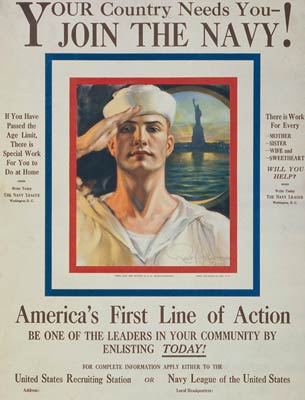 Your country needs you - join the Navy! WWI Poster