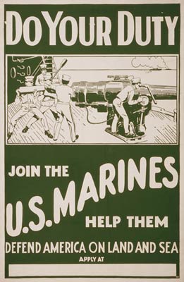 Join the U.S. Marines Defend America WWI Poster
