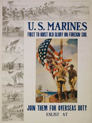 Old Glory on foreign soil US Marines WWI Poster