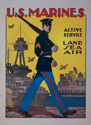 U.S. Marines - active service, sea, air WWI Poster
