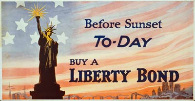 Statue of Liberty - New York harbor and skyline WWI Poster