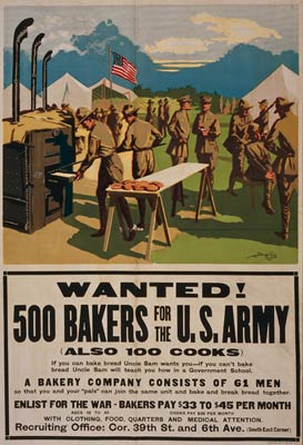 Wanted! 500 bakers for the U.S. Army World War I Poster