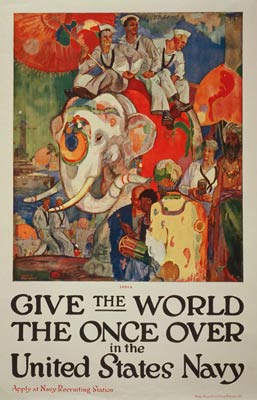 Sailors as tourists in India - Navy WWI Recruitment Poster