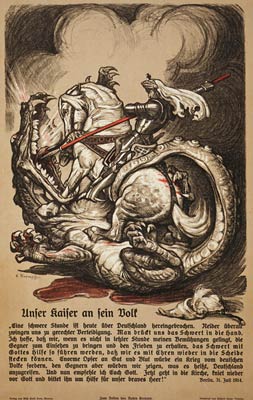 St. George slaying a dragon German WWI War Poster