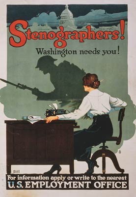 Stenographers Washington needs you - World War I Poster