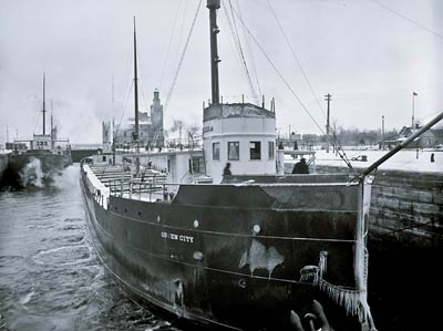 Steamboat Queen City in Poe Lock, Sault Ste. Marie