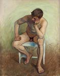 Seated nude on white chair