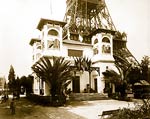 Pavilion of Monaco, with base of Eiffel Tower, Paris Exposition,
