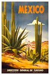 Mexico, Mariachi Cactus vintage travel poster