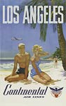 Los Angeles Continental airlines vintage travel poster