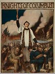 Knights of Columbus - priest, crucifix, soldiers WWI Poster