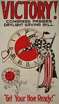 Uncle Sam turning a clock - daylight saving - WWI Poster