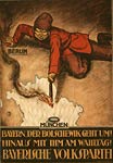 Bolshevik setting fire to Bavaria. German WWI Poster
