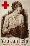 Young Woman Knitting Red Cross WWI Poster